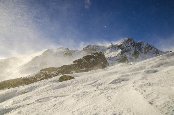 Peaks swept by the winter storm (Soana valley, Gran paradiso National Park, Piedmont)