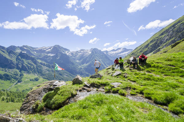 Audience in the skyrunner's race, Valle Soana, Gran Paradiso National Park, Piedmont, Italian alps, Italy