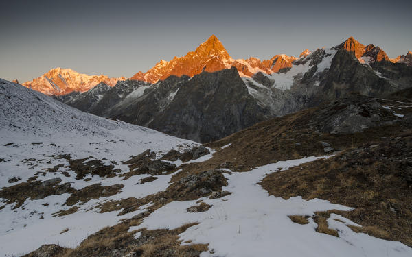 Sunrise on Mont Blanc massif (Ferret Valley, Aosta Valley, Italian Alps)