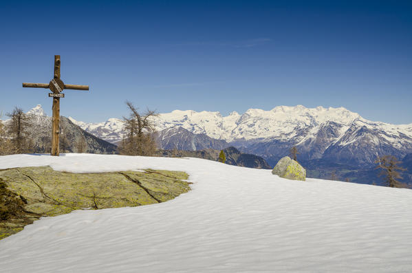 The cross near refuge Barbustel (Val Chalamy, Mont Avic Natura Park, Aosta Valley, Italy)