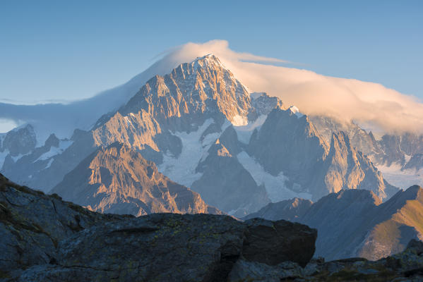Mont Blanc in early morning, Aosta Valley, Italy, Italian alps