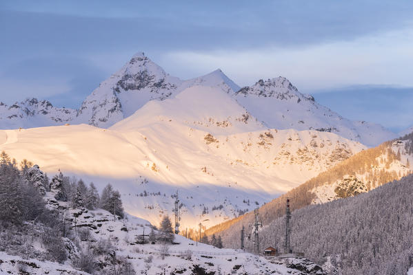 Sunset's light on mountains, Valtournenche, Aosta Valley, Italian alps, Italy