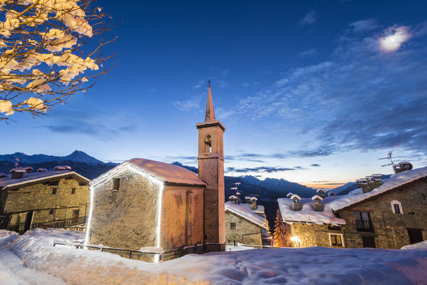 The little church of Chatrian, Torgnon, Valtournenche, Aosta valley, Italian alps, Italy
