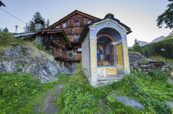 The village of Crest, Ayas Valley, Aosta Valley, Pennine Alps, Italian alps, Italy