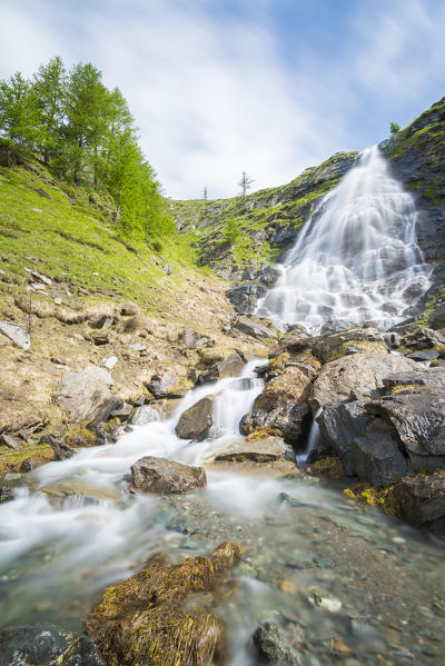 The waterfall of San Besso, Campiglia valley, Valle Soana, Gran Paradiso National Park, Piedmont, Province of Turin, Italian alps, Italy