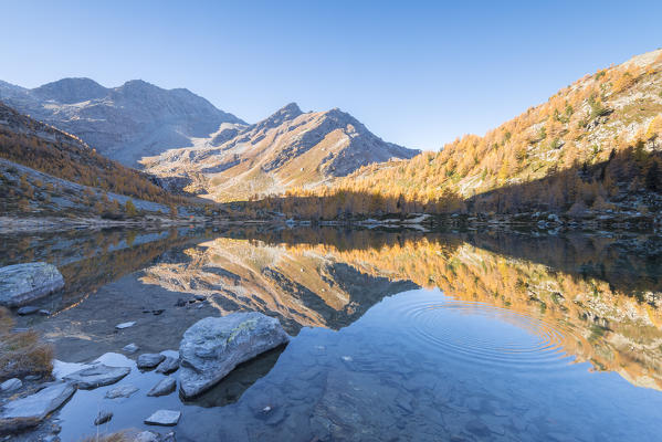 Sunrise at Arpy Lake, Arpy valley, Valdigne, Aosta Valley, Italian alps, Italy