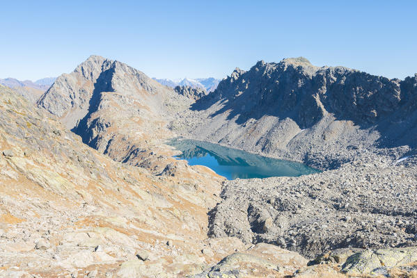 Pietra Rossa lake, in high Arpy Valley, Valdigne, Aosta Valley, Italian alps, Italy