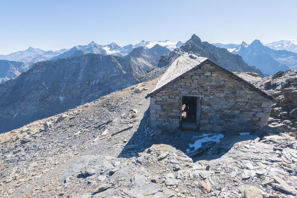 Ancient military cottage on Mont Colmet, Valdigne, Aosta Valley, Italian alps, Italy