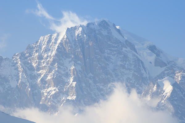 Mont Blanc in wintertime, Valdigne, Aosta Valley, Italian alps, Italy