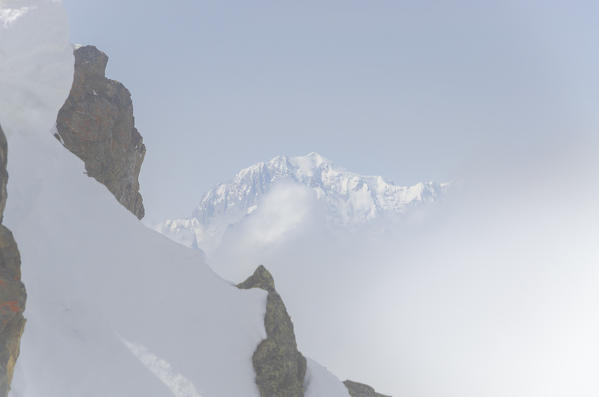 Mont Blanc seen from the ridge of Mont Fallere, Vetan, Aosta Valley, Italian alps, Italy