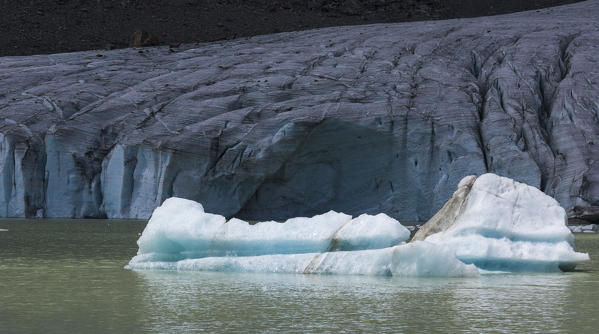 Iceberg at the front of Fellaria glacier, Sondrio province, Lombardy, Italy, Alps, Europe
