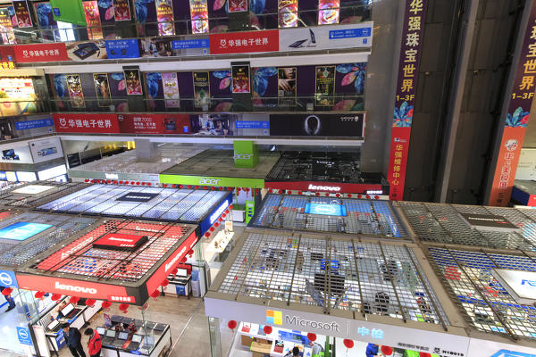 Interior of the HQ Mart one of the biggest mall selling electronic devices in Shenzhen, China