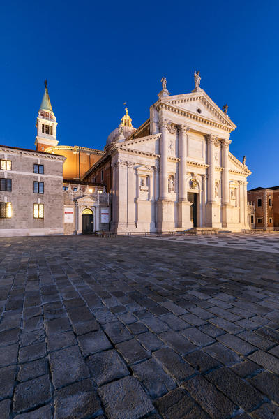 San Giorgio Maggiore church at dusk, Venice, Veneto, Italy, Europe