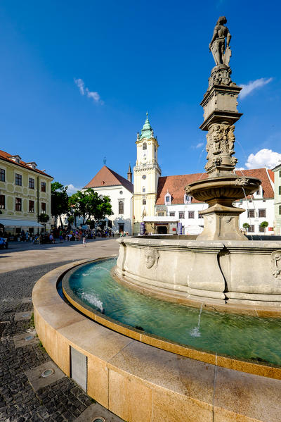 Bratislava, Slovakia, center Europe. Main City Square in Old Town.