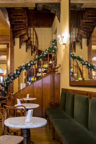 Ascoli Piceno, Marche, Central Italy, Europe. Inside the historic Caffè Meletti.