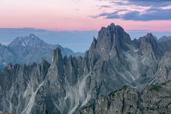 Views of Cadini di Misurina seen from Lavaredo fork in the Italian Alps, Dolomites, Auronzo di Cadore, Belluno, Veneto, Italy