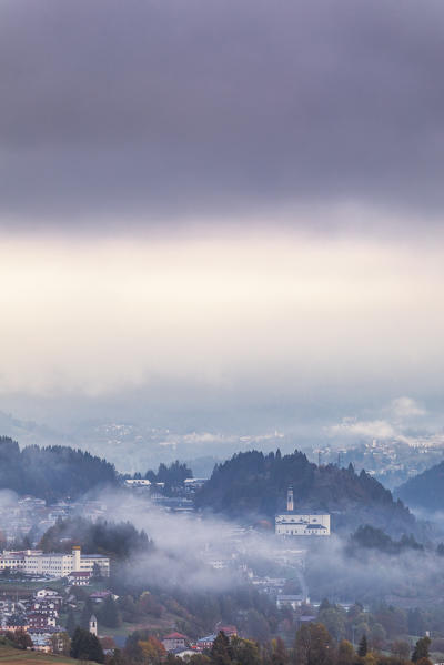 morning view of Domegge di Cadore and Vallesella, Belluno, Veneto, Italy