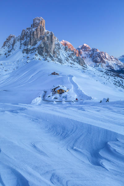 Winter landscape in Dolomites, Giau pass, Belluno, Veneto, Italy