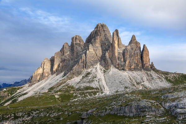 Tre Cime di Lavaredo seen on the south side, Auronzo di Cadore, Belluno, Veneto, Italy