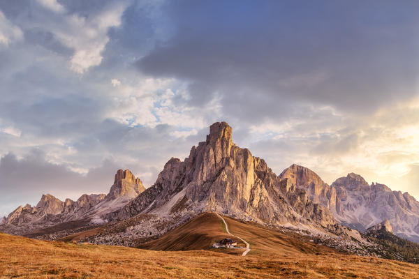 alpine landscape at Giau pass, Dolomites, Colle Santa Lucia, Belluno, Veneto, Italy