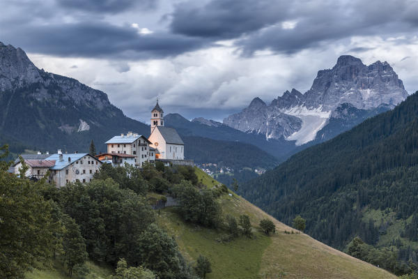 Europe, Italy, Veneto, Belluno. The village of Colle Santa Lucia, Agordino, Dolomites