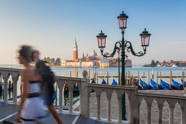 Venice, Island of San Giorgio view from a bridge in the Riva degli Schiavoni. Veneto, Italy