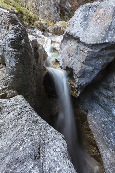 Dolomites, Belluno, Veneto, Italy. Soffia waterfall in the Mis valley