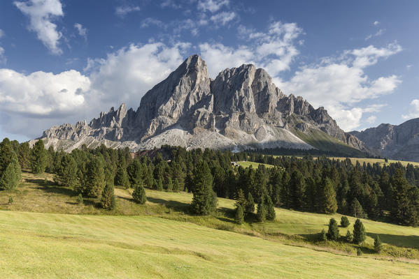 Europe, Italy, South Tyrol, Bolzano. The Sass de Putia (Peitlerkofel) as seen from Passo delle Erbe, Dolomites