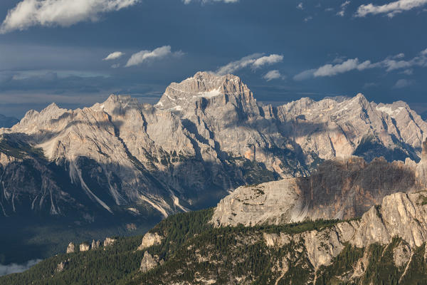 Europe, Italy, Veneto, Belluno, Cortina d Ampezzo. View towards Sorapiss  from Nuvolau, Dolomites