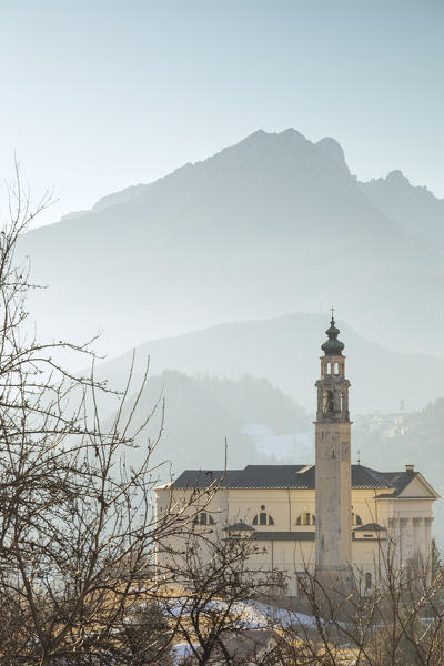 Europe, Italy, Veneto, Belluno. Domegge di Cadore and the Parish church of Saint George