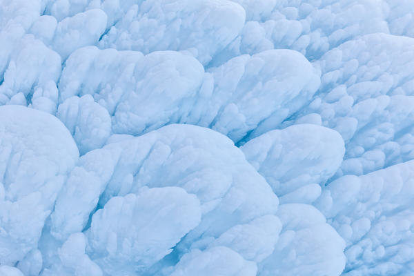 Close up on ice near Gares waterfall, Canale d' Agordo, Agordino, Belluno, Veneto, Italy