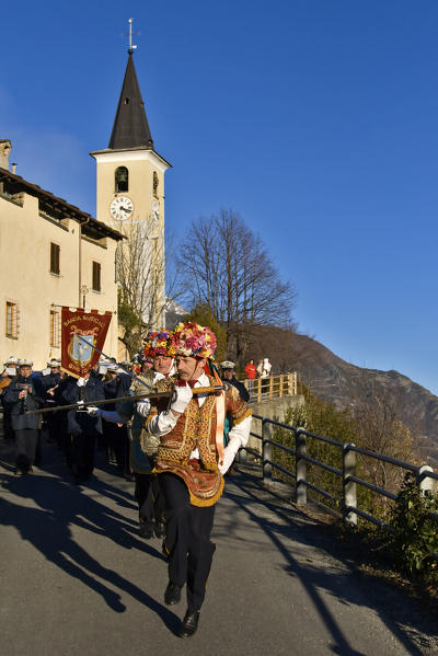 Susa valley,Giaglione,Turin,Piedmont,Italy. Alpine carnival Spadonari di Giaglione