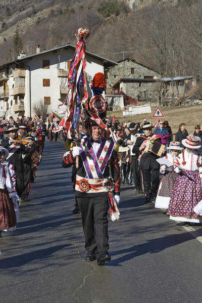 Varaita valley,Cuneo,Sampeyre,Piedmont,Italy. Alpine carnival La Baio di Sampeyre, Calchesio