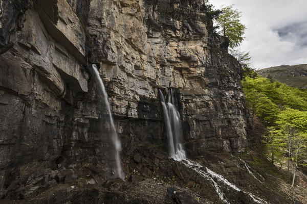 Pesio valley (Valle Pesio),Cuneo province,Marguareis park,Piedmont, Italy,Europe.Pis del Pesio waterfall 