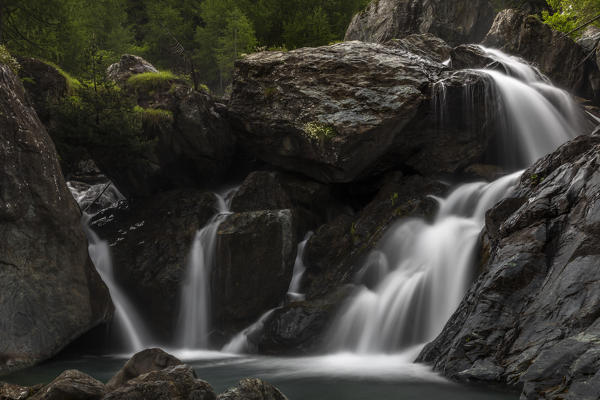 Pellice Valley, Piedmont,Turin,Italy. Waterfalls in the piedmont valleys
