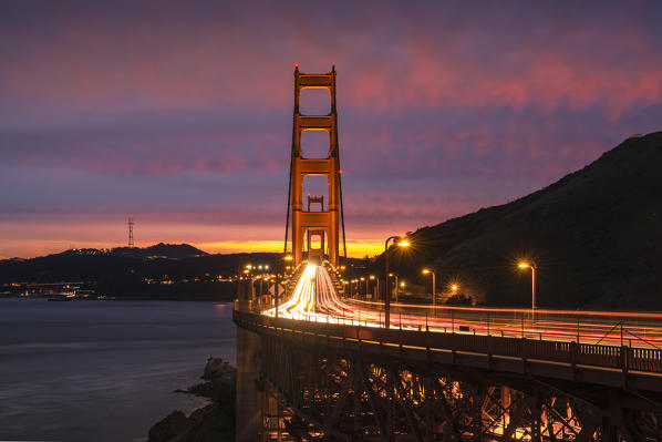 Golden Gate Bridge at evening, Marin County, San Francisco, California, USA  