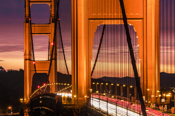 Golden Gate Bridge at evening, Marin County, San Francisco, California, USA 