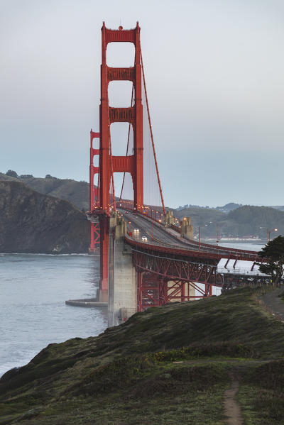 Golden Gate bridge during sunrise. Marin county, San Francisco, California, USA