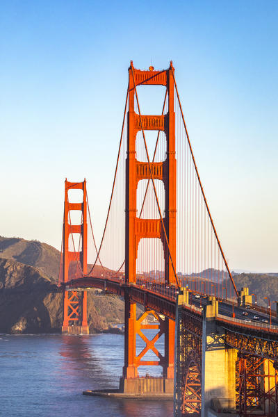 The Golden Gate Bridge during sunrise. Marin county, San Francisco, Northern California, USA