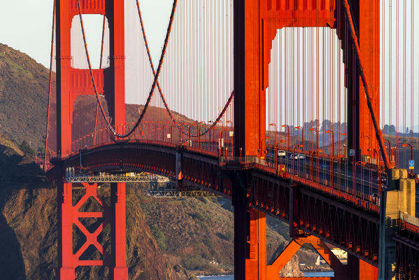 The Golden Gate Bridge during sunrise. Marin county, San Francisco, Northern California, USA