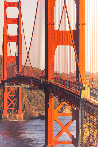 The Golden Gate Bridge during sunrise. Marin county, San Francisco, Northern California, USA