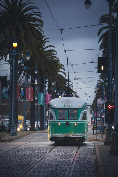 Cable car near Embarcadero, San Francisco, California, United States Of America