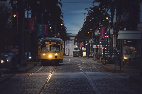 Cable car near Embarcadero, San Francisco, California, United States Of America