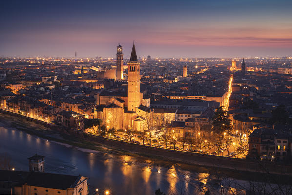 Verona city during sunset. Verona, Veneto, Italy