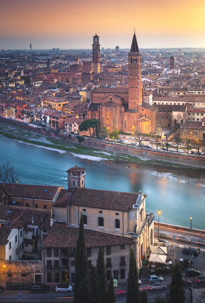 Verona city during sunset. Verona, Veneto, Italy