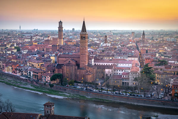 Verona city during sunset. Verona, Veneto, Italy