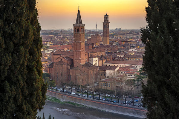 Verona city during sunset. Verona, Veneto, Italy