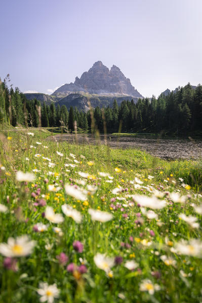 Tre cime di Lavaredo and Antorno Lake, Belluno province, Veneto, Italy.