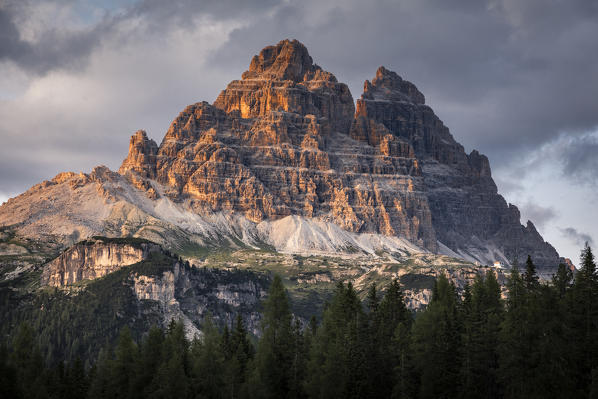 Tre cime di Lavaredo during sunset, Belluno province, Dolomites, Veneto, Italy