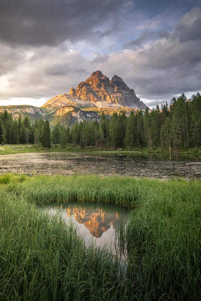 Tre cime di Lavaredo and Antorno Lake, Belluno province, Veneto, Italy.